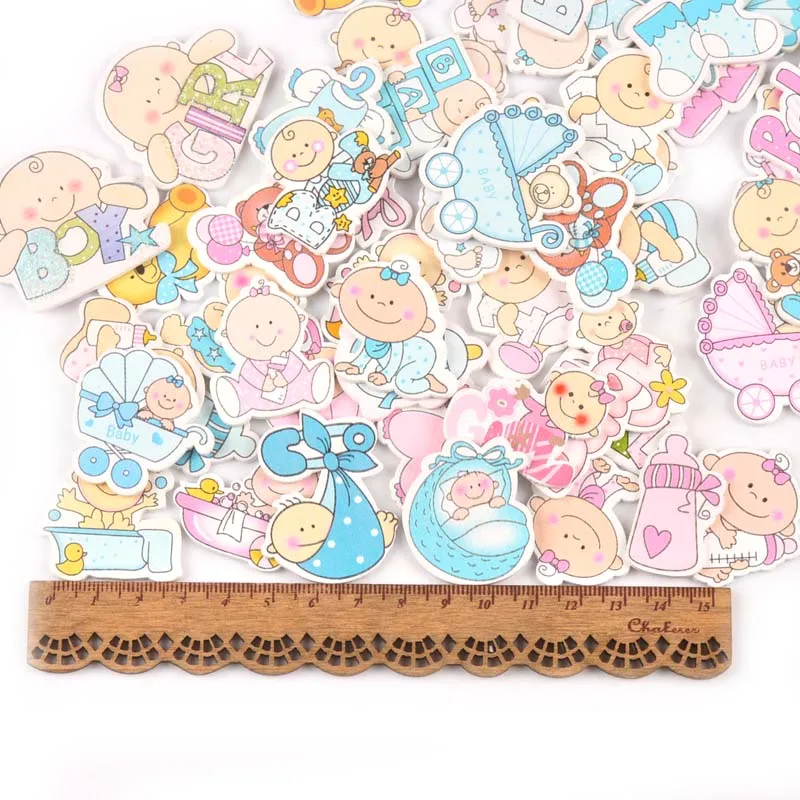 20 piezas encantador bebé pintado artesanía de madera Scrapbooking