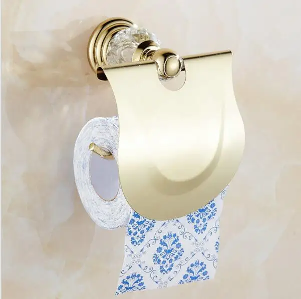 Bathroom Hardware Set Bathroom Hardware Accessories Golden Polished Brass & Crystal Bathroom accessories Bath Hardware Set Towel Rack Towel Bar Paper Holder Soap Dish JM2221