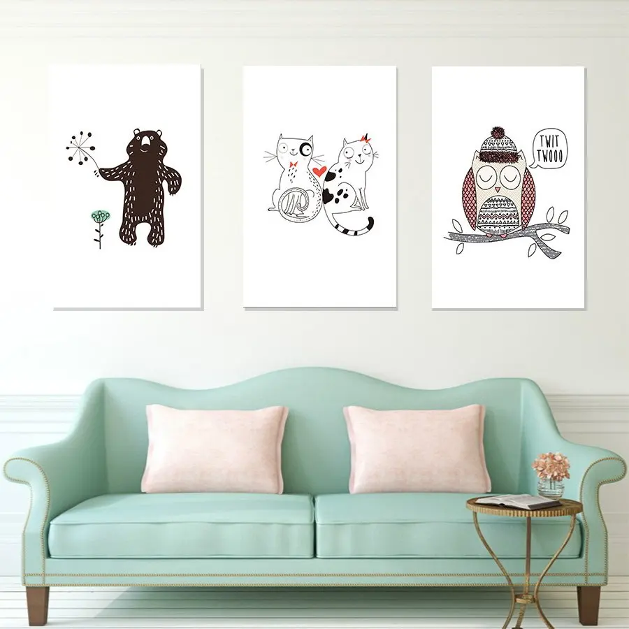 Two Different Little Floral Cats HD Print Canvas Paintings Wall Artwork Prints Picture Home Decor for Living Room | Дом и сад