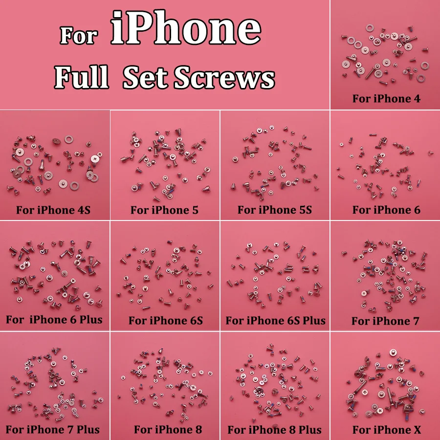 

Screws Full Screw Set for iPhone 4 4S 5C 5S 5G 6G 6s 6 7 7P 8 8 plus X Repair bolt Complete Kit Replacement Repair Parts