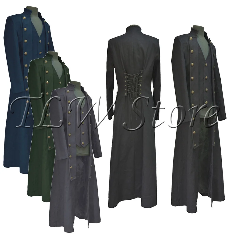 

Medieval Cosplay Costumes Halloween Clothing for Men Tuxedo Long Uniform Renaissance Cos Noble Punk Man's Coat plus 3xl