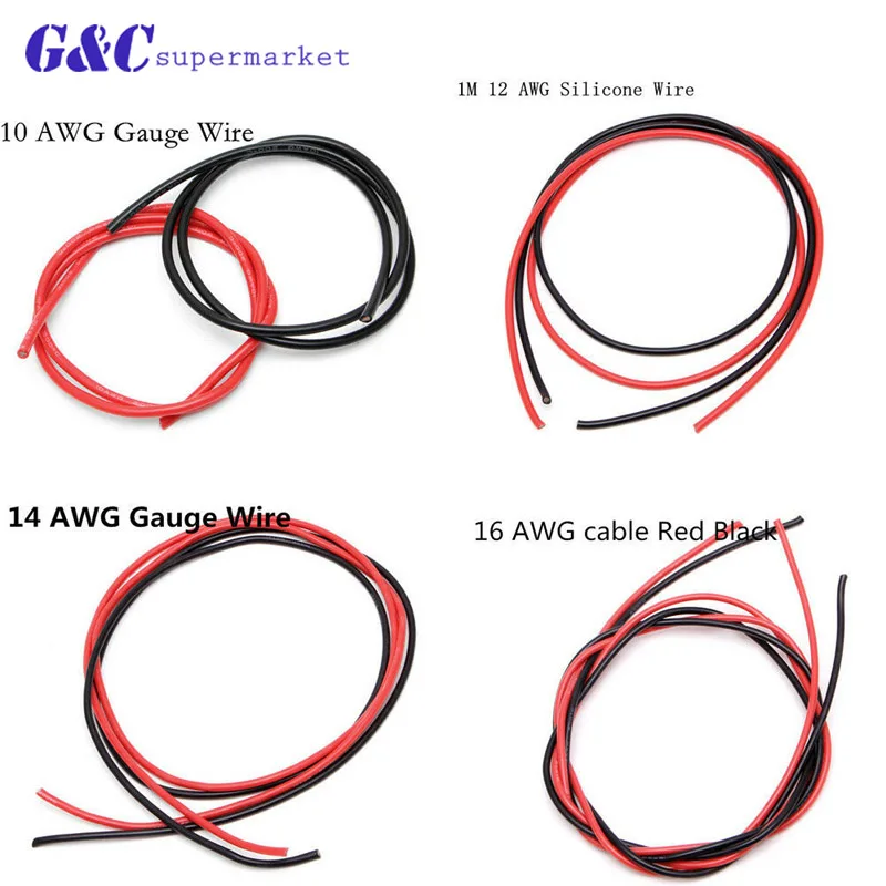 2 м силиконовый провод 10AWG 12AWG 16AWG 18AWG черный красный термостойкий мягкий кабель |