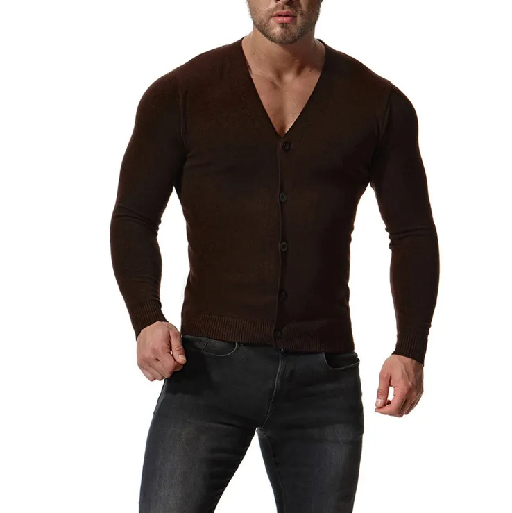 Europe and America V-Neck Cotton Sweater Men New Arrival Slim Fit Cardigan Knitwear Fashion Sweatercoat Male Knitted Clothing