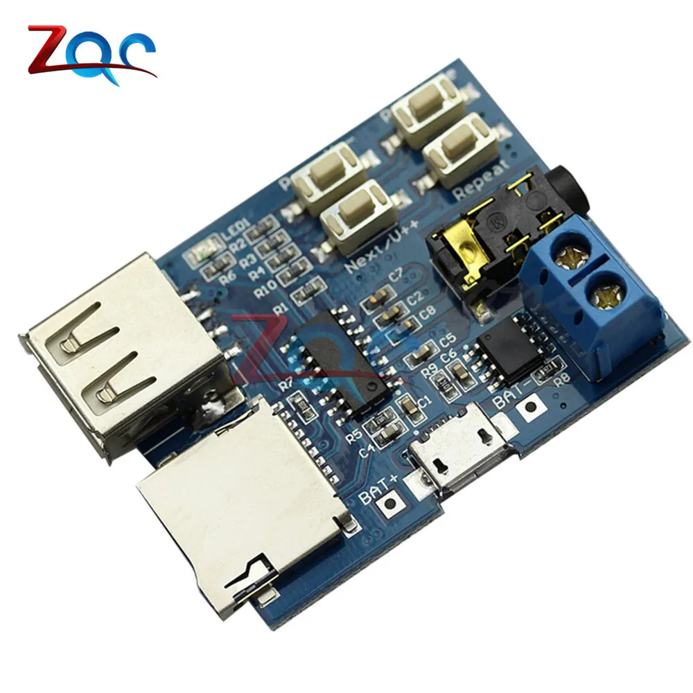 Mp3 nondestructive decoder board Built-in amplifier mp3 module mp3 decoder TF card U disk decoding player Micro USB