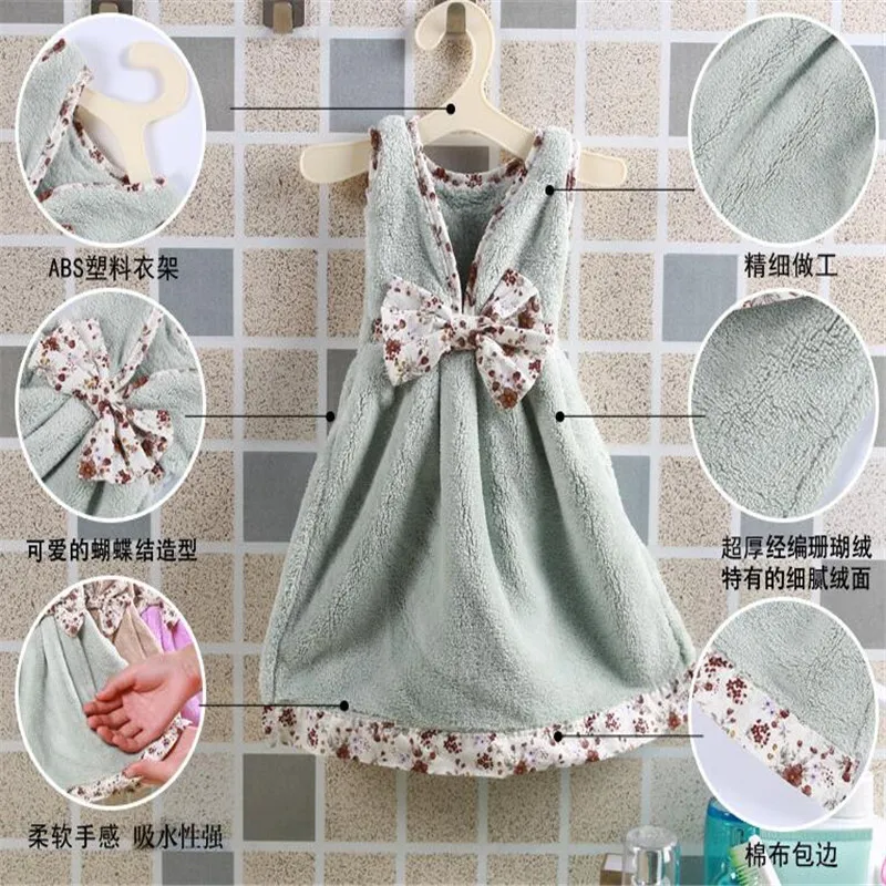 1 шт. милое платье детское полотенце для рук из микрофибры впитывающее полотенце для кухни и ванной мягкое плюшевое полотенце для посуды