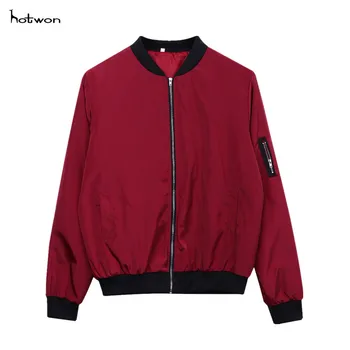 

New Hot Sale Fashion Women's Classic Padded Bomber Jacket Ladies Vintage Zip Up Biker Coat