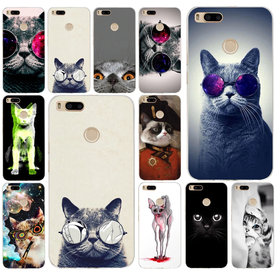 

176AQ Cool Cat Glasses Silicone Soft Tpu Cover phone Case for xiaomi redmi 4a 6a 4x note 5a pro mi a1