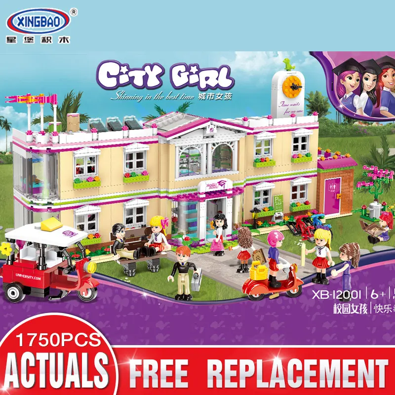 

XINGBAO 12001 New 1750Pcs City Girl Series The Happy Teaching Building Set Building Blocks Bricks Funny Toys For Kids As Gifts
