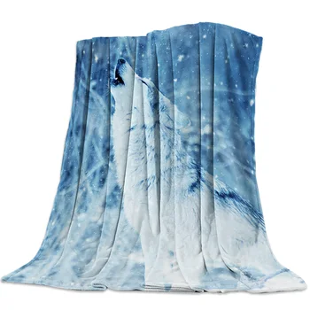 

Wolf In The Snow Throw Blanket Soft Warm Microfiber Blanket