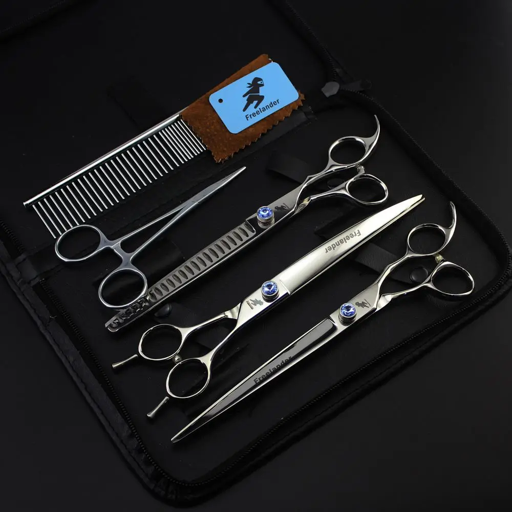 

Freelander Professional Pet Grooming Scissors Set 8 Inch Straight & Thinning & Curved Scissors For Dog Grooming Dog Shears