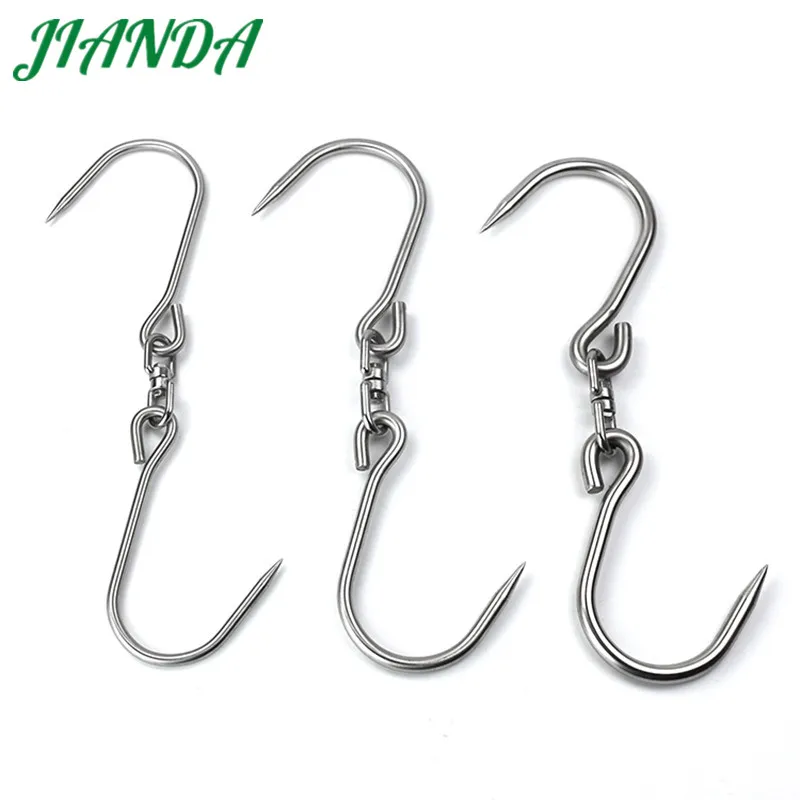 

JIANDA Newest Stainless Steel Meat Hanging Hooks for BBQ Meat Roast Duck Chicken Fish Barbecue Single Hook Kitchen Tools