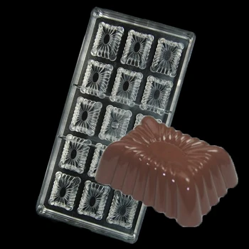 

Soap Rectangular Tile / Corrugated Rectangular 15 Cups Flower Shape Polycarbonate Chocolate Molds Hard Injection PC Candy Mould