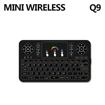 

New 2.4G Mini Multi-function Wireless Keypad Mouse Q9 Colorful Version Multi-touch colorful backlight Keyboard