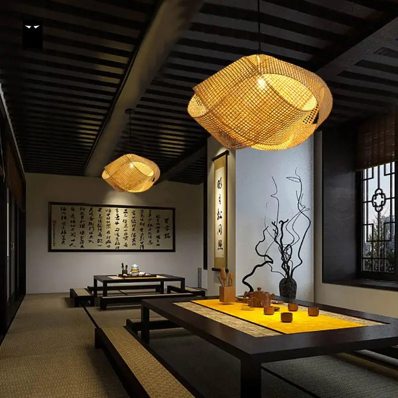 Бамбуковый Плетеный ротанговый облачный тент подвесной светильник японский татами подвесной потолочный светильник Plafon Lustre Avize Luminaria Design