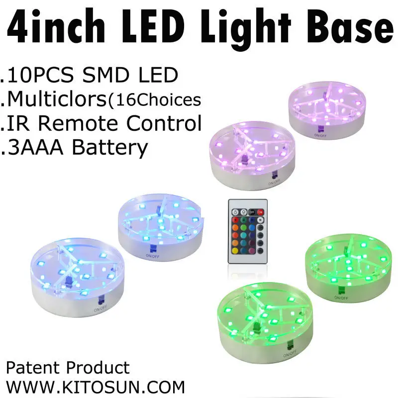 3AA 4 дюймовая круглая RGB светодиодная основа под цветок вазы для свадьбы 10 шт./лот