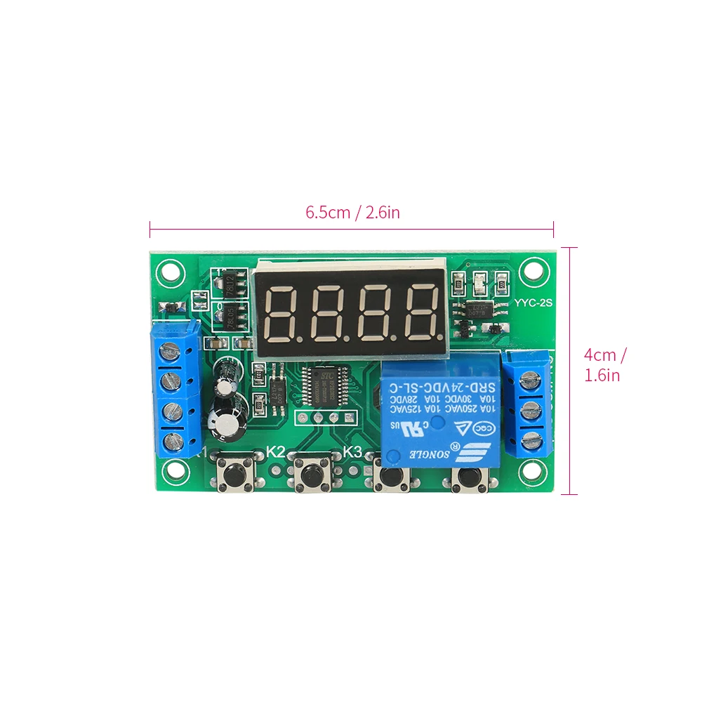 DC 5 В/12 В/24 В 5A YYC-2S регулируемый светодиодный релейный модуль задержки пуска таймер управление переключатель доска