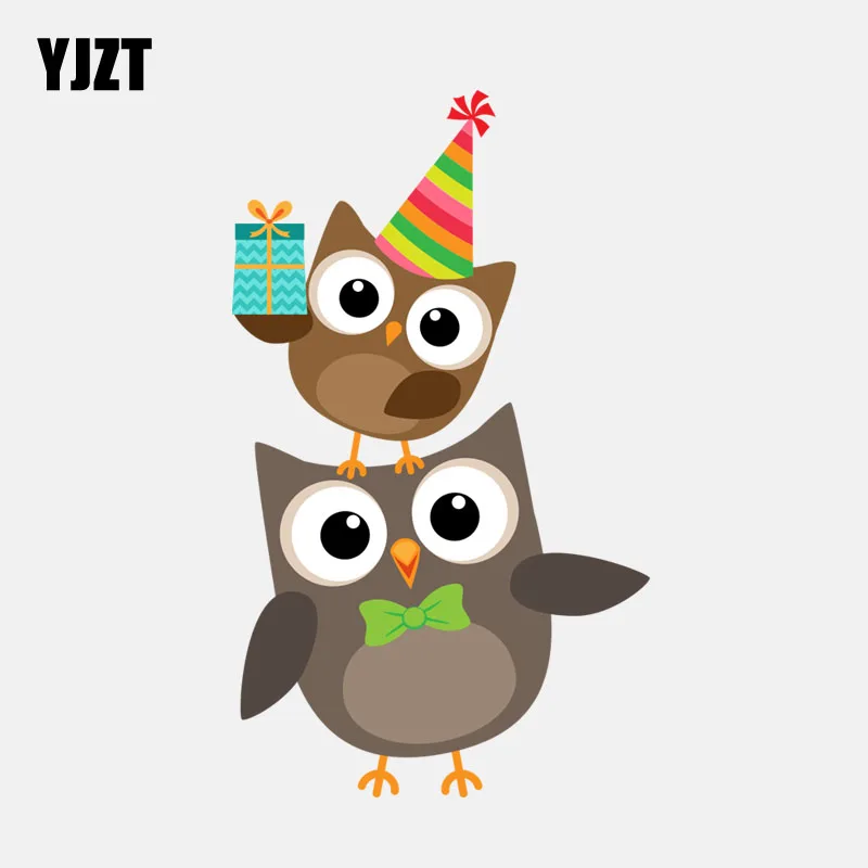 YJZT 9CM*15.2CM Cute Owl Father And Son Birthday Present PVC Decoration Car Sticker 11-01294 | Автомобили и мотоциклы