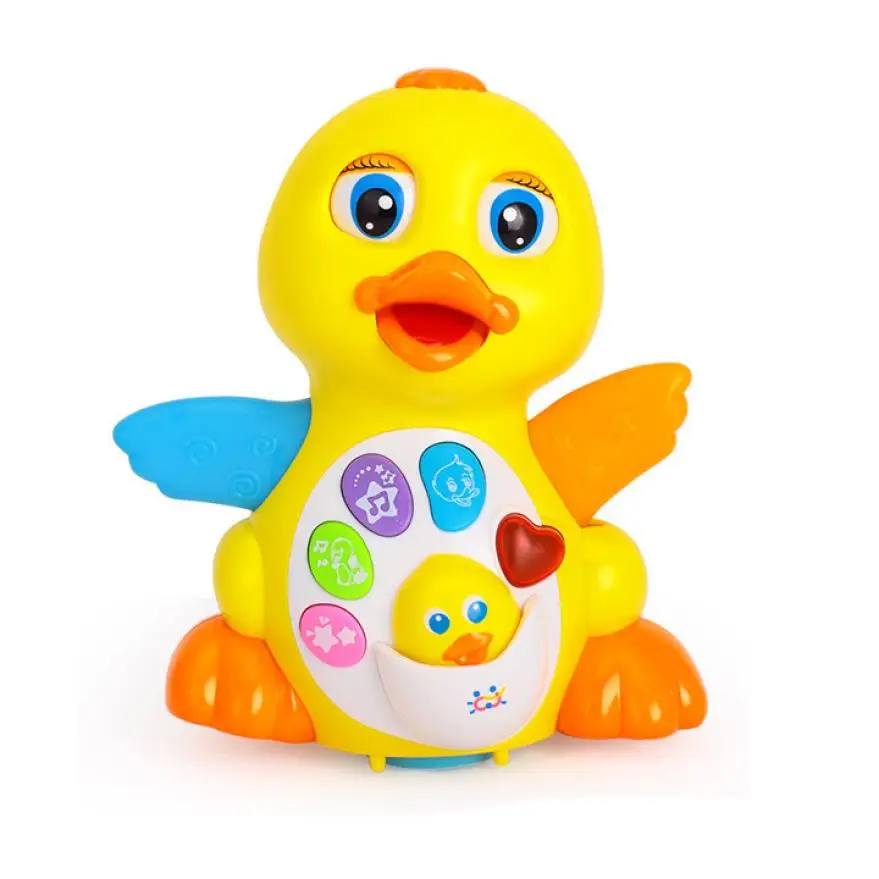 Желтая утка Младенческая Электрическая универсальная игрушка для детей, для ребенка, Обучающие электронные звуковые игрушки для малышей