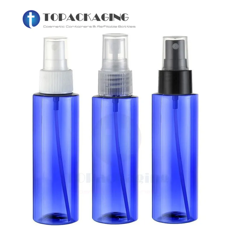 30PCS*100ML Spray Pump Bottle Blue Plastic Cosmetic Container Empty Perfume Sample Makeup Refilable Bottle Fine Mist Atomizer 30pcs 60ml spray pump bottle fine mist atomizer amber plastic cosmetic container empty perfume refillable packing parfume makeup