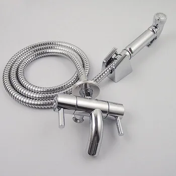 

Chrome Solid Brass Bidet Hand Sprayer Toilet Shower Head Bidet Sprayer Head shower double mode jet and soft gun nozzle bidet