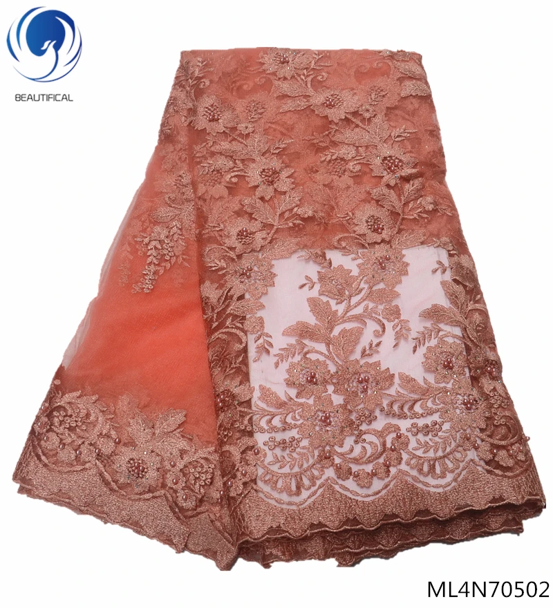 

BEAUTIFICAL mesh lace fabric african tulle laces designer lace fabric high quality 5 yards/lot white african fabrics ML4N705