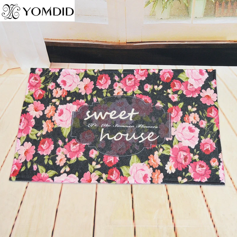 Pastoral printing mats Flower pattern doormat floor mat for living room bedroom kitchen rugs home wedding party decoration Pastoral printing mats Flower pattern doormat floor mat for living room bedroom kitchen rugs home wedding party decoration