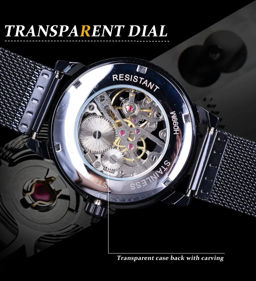 Montre squelette, bracelet maille