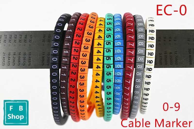 500 шт EC-0 Размер 1,5 sqmm цветной Маркер кабельной проводки от 0 до 9 для кабеля