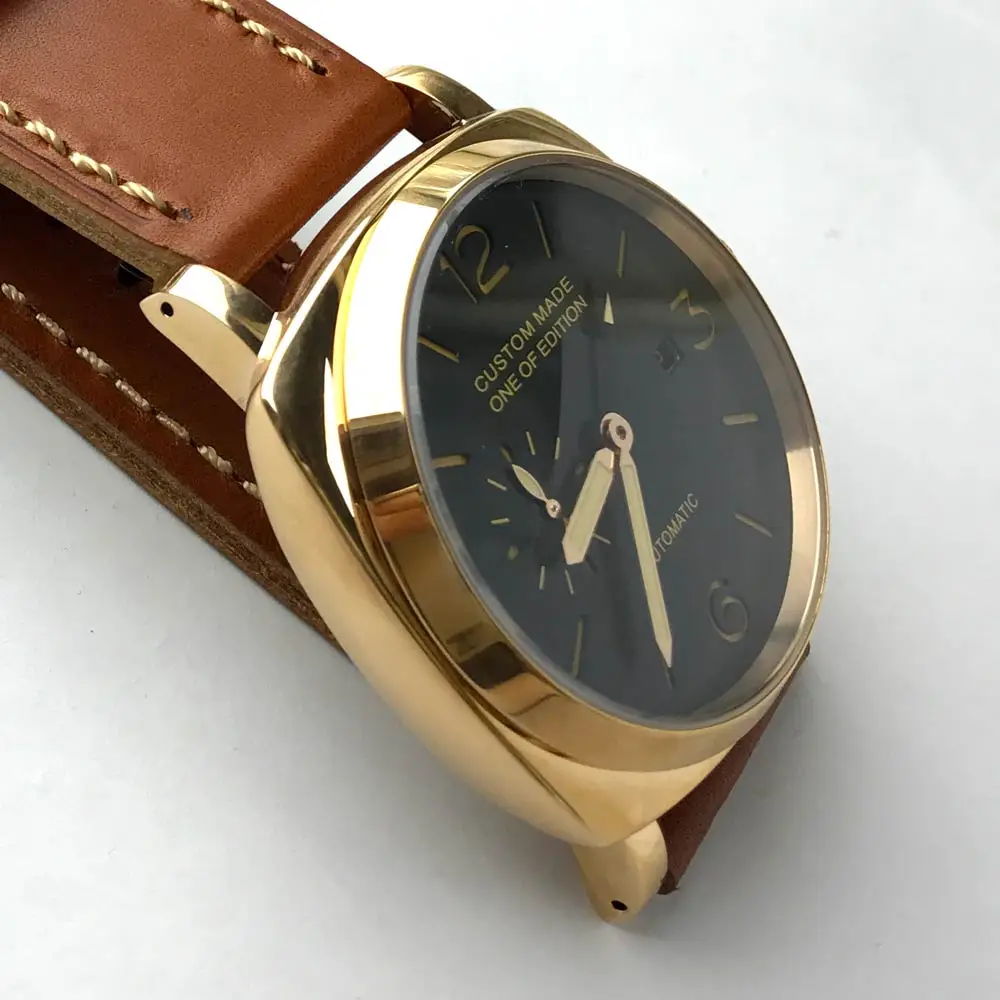 Часы PARNIS GMT мужские 47 мм автоматические золотые из нержавеющей стали светящиеся