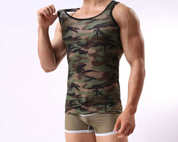 

2018 New Mens Camouflage Vest Gyms Undershirt Top Tank Tops Coat Up Sexy Sleeveless Bodybuilding Vest