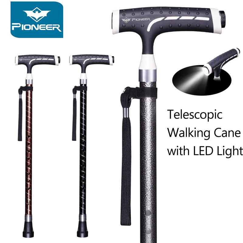 

LED Light Walking Stick Telescopic Trekking Hiking Poles Best Mobility Aids For Elderly Handicapped Arthritis Seniors Disabled