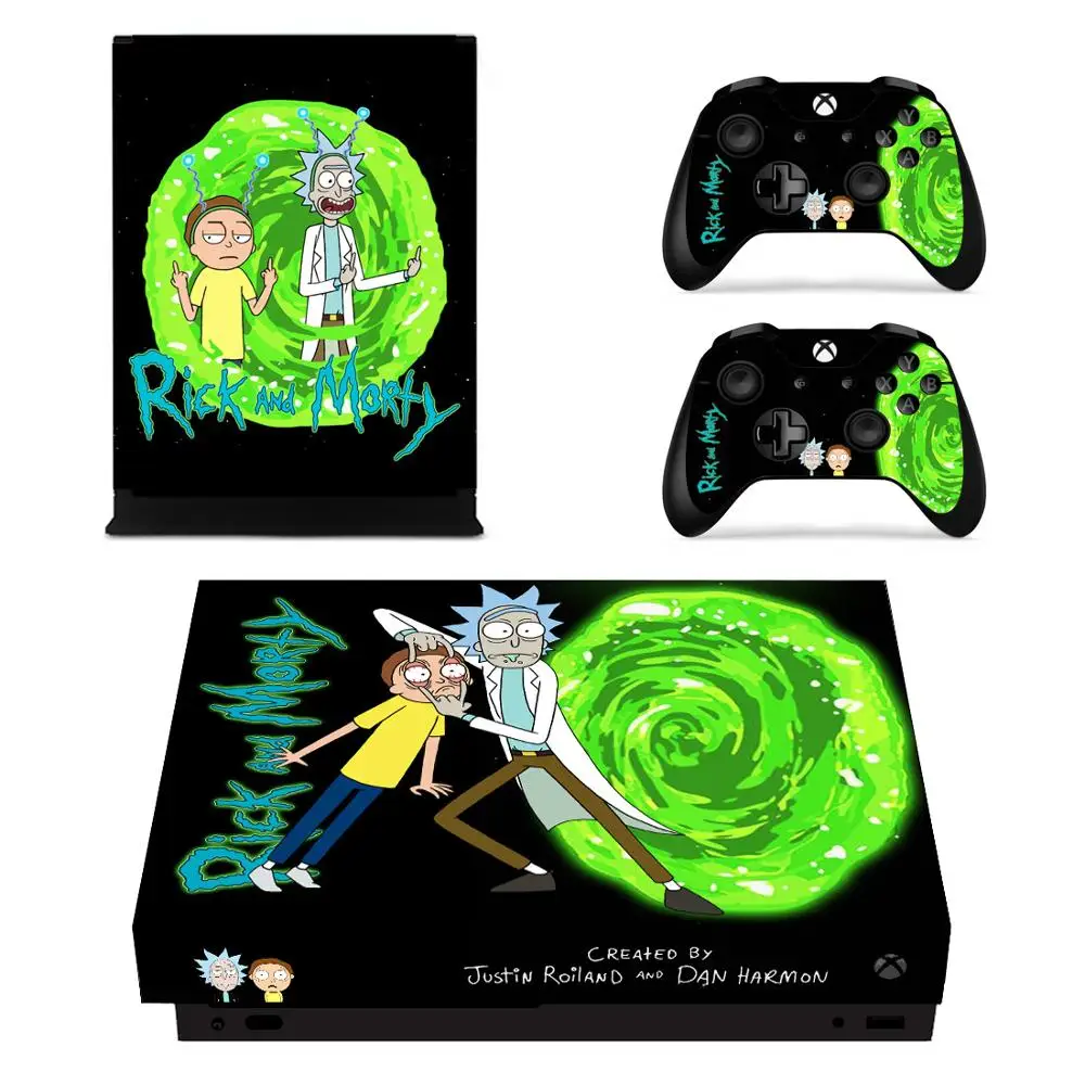 Виниловые наклейки для кожи наклейки для xbox one x Rick and Morty наклейки pegatinas Adesivo для xbox one x консоли и два контроллера