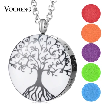 

10pcs/lot 316L Stainless Steel 30mm Essential Oil Diffuse Locket Jewelry Pendant Necklace Tree Of Life with Felt Pads VA-426*10