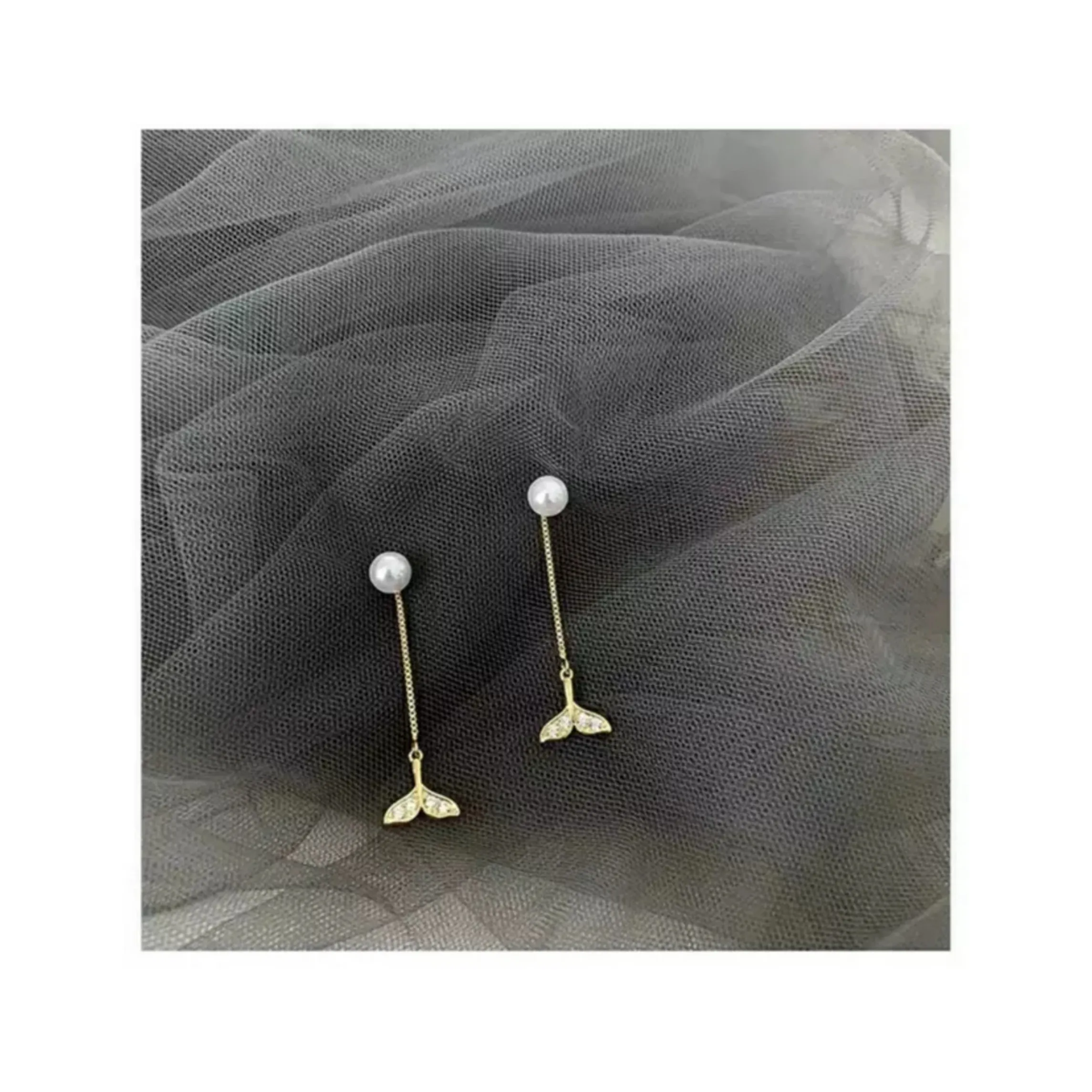 

PJX Sea Girl Long Chain Pearl Earrings Mermaid Ji Tail Ear Nail Elegant Student Temperament Personality Earrings Fashion Bhyf03