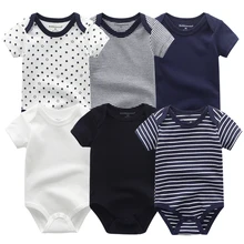 6 шт./лот; детские комбинезоны унисекс; хлопковая одежда с короткими рукавами и круглым вырезом для мальчиков и девочек; Roupas de bebe; пижамы для новорожденных