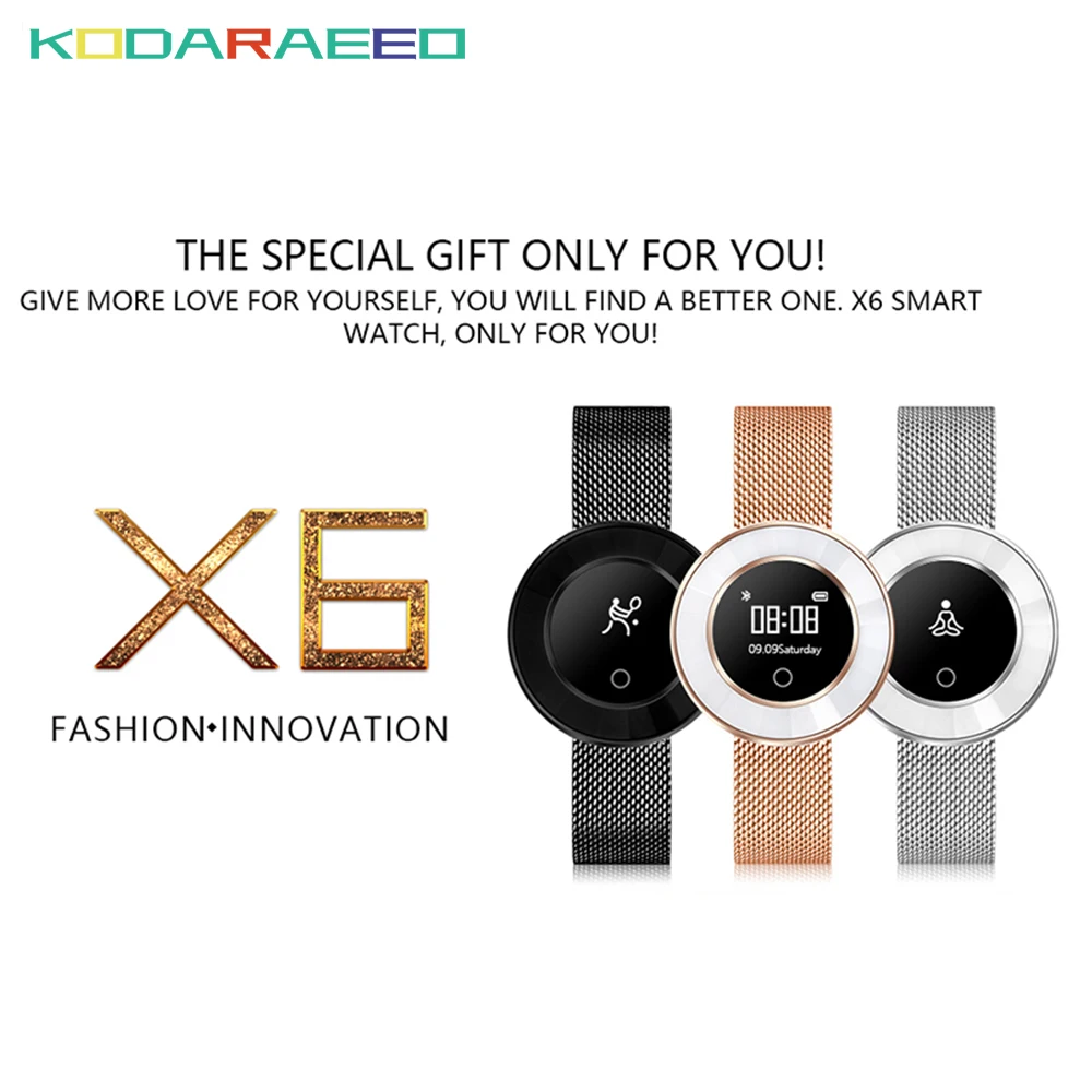 

X6 Smart Watch Women Heart Rate Monitor Blood Pressure Steps Riding Swimming Tracker Smart Watch for Iphone Android Women Watch