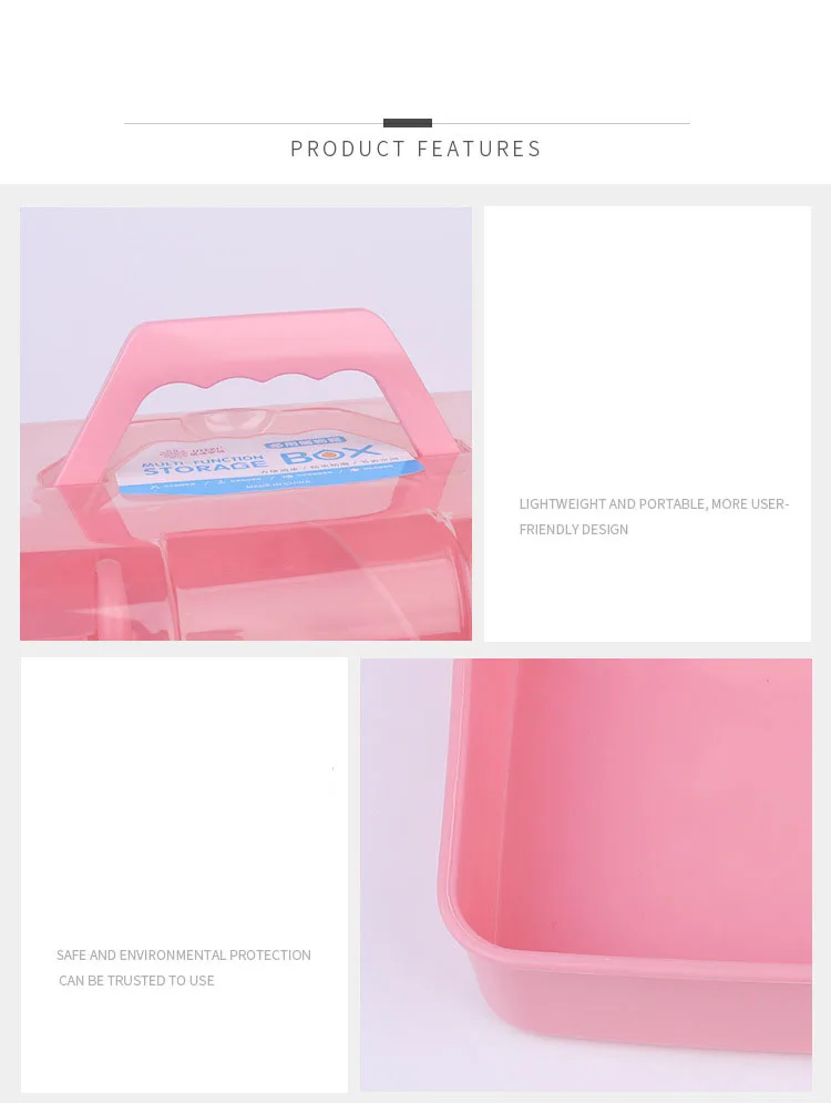 Розовый пластиковый двухслойный Ручной Настольный ящик для хранения ножниц органайзер для макияжа ювелирные изделия Лак для ногтей ручка Сушилка для ногтей чехол