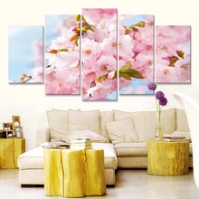

Modular Canvas HD Prints Poster Wall Art 5 Pieces Cherry Blossom Painting Flowers Picture For Living Room Home Decor Framework