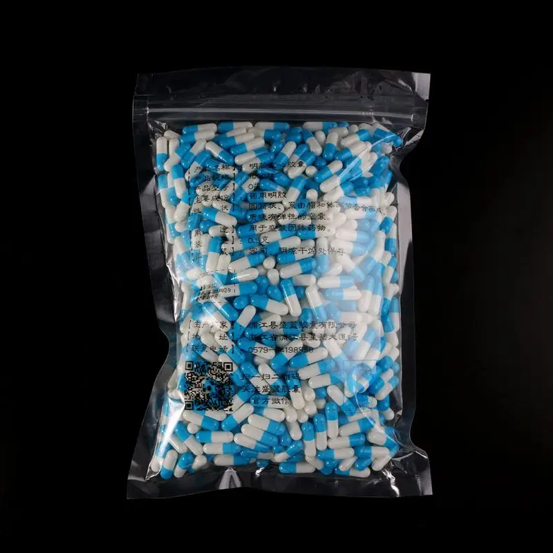 1000 шт сине-белые твердые пустые желатиновые капсулы, соединенные или разделенные капсулы 0