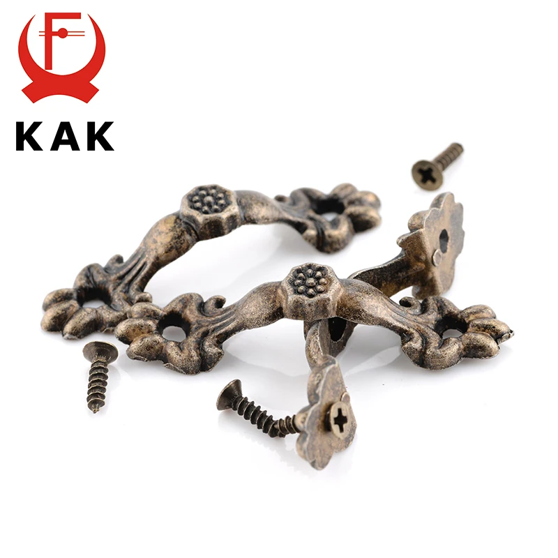 KAK 10 قطع مربع مقبض 43*10 ملليمتر سبائك الزنك مقبض الباب Tracery البرونزية لهجة العتيقة وتسحب لل درج خشبي مجوهرات مربع الأثاث الأجهزة