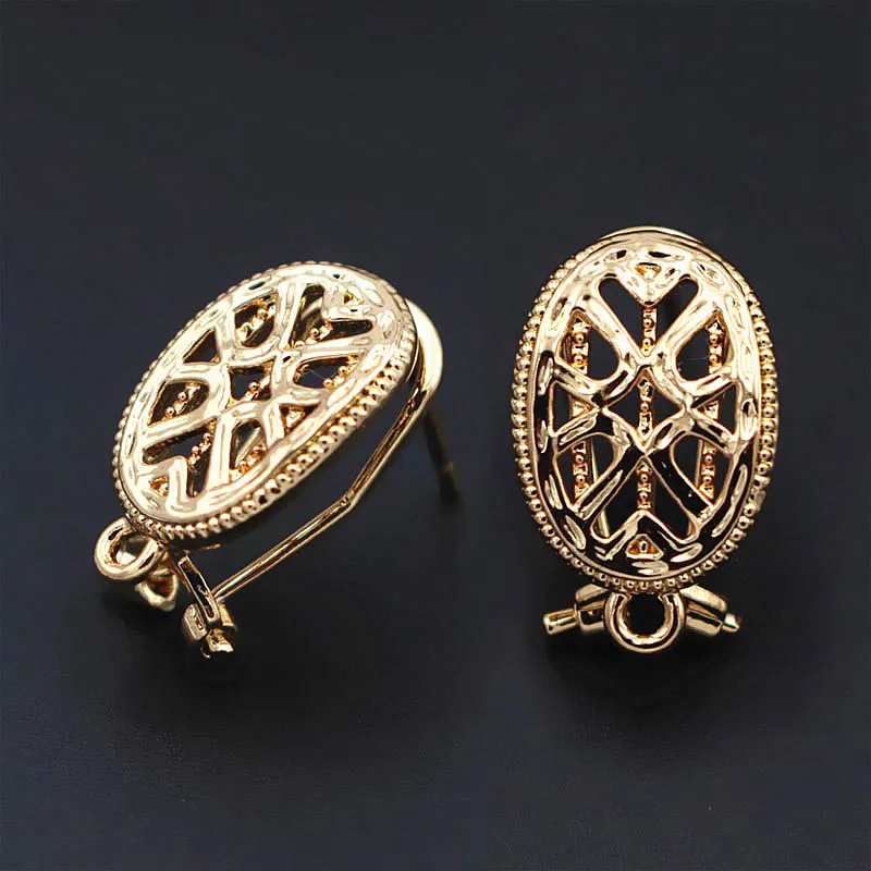 

African Earrings Post Clip Back with Loop Hanger Connectors Filigree Oval Findings DIY Indian Women Wedding Jewelry Set Making