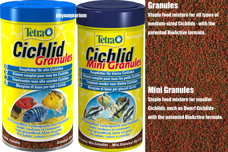 

Tetra Cichild mini granules tropical small fish food sink in water canister feeder aquarium