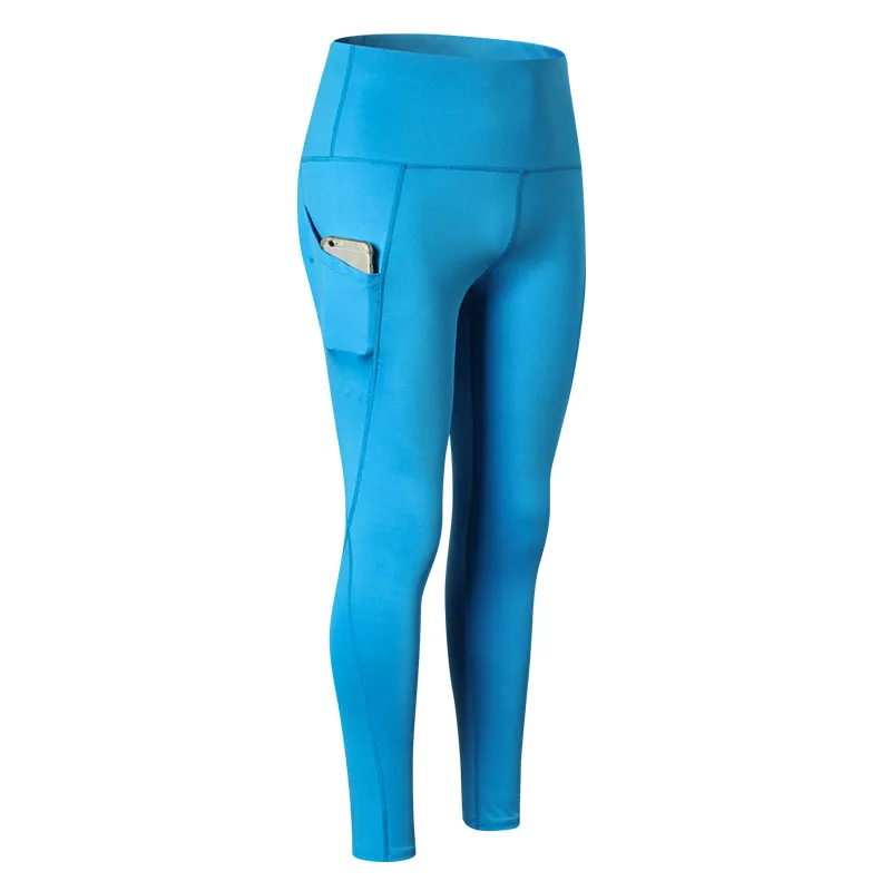 Женские штаны для йоги с высокой талией, эластичные быстросохнущие штаны для бега и фитнеса, спортивные штаны - Цвет: Blue