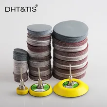 DHT& TIS 100 штук от 1 до 3 дюймов шлифовальный диск Круглый абразивный сухой наждачной бумаги+ 1 шт 3 мм хвостовик Задняя накладка(Выберите размер