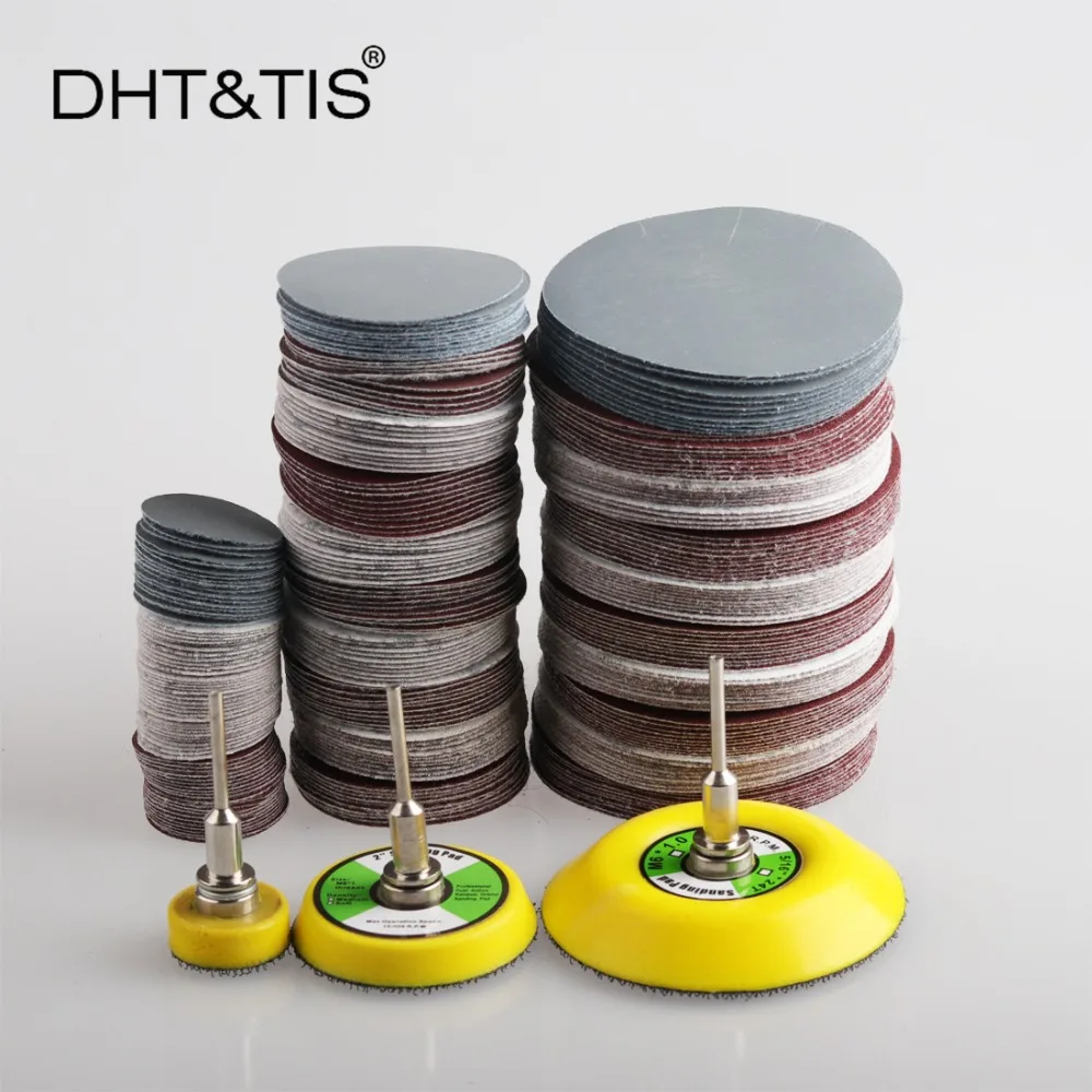 

DHT&TIS 100 pieces 1" to 3" Mix Sanding Disc Round Abrasive Dry Sandpaper + 1 piece 3mm Shank Back-up Pad(choose the size)