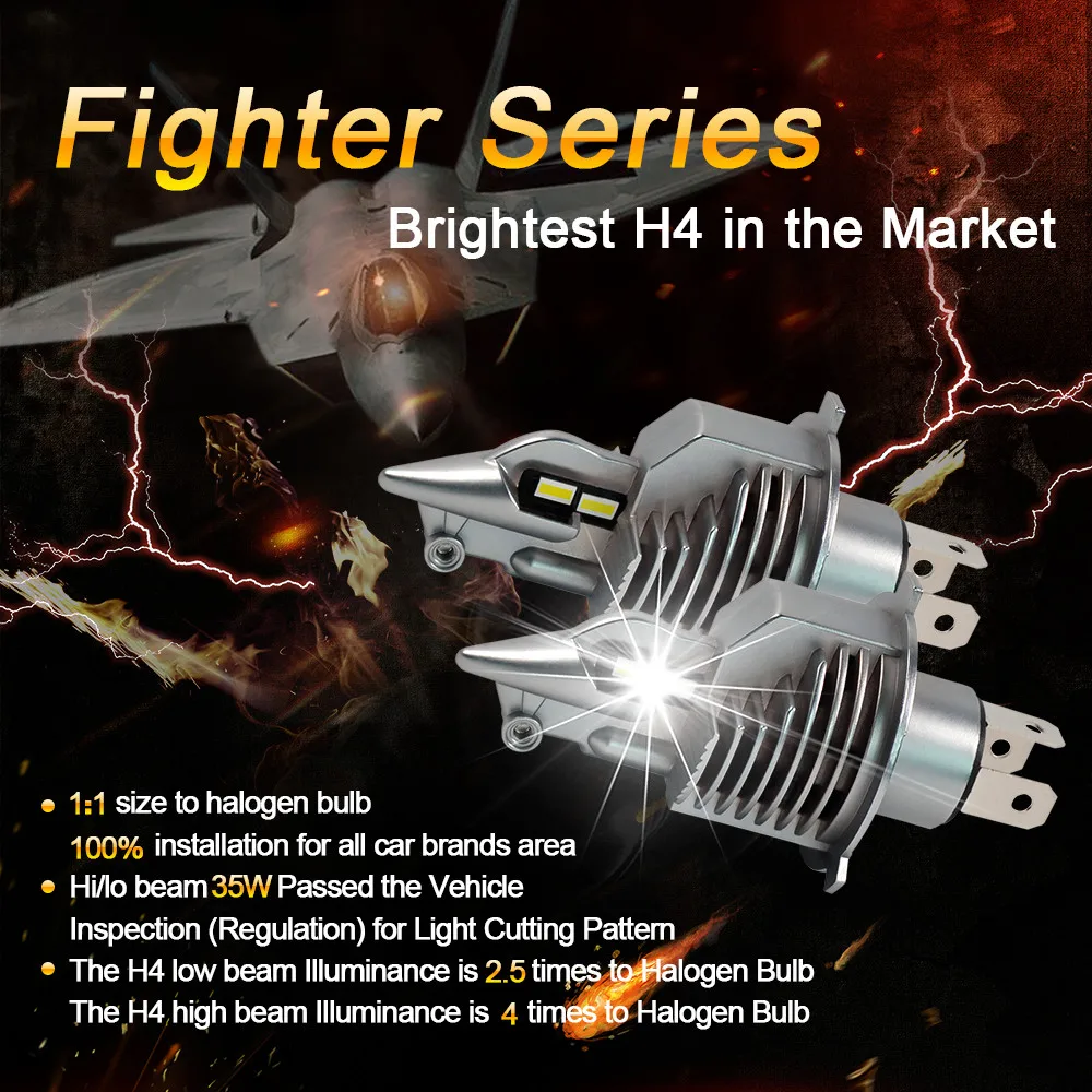 2 шт. мини H4 9003 35 Вт 5800LM CSP CHIP Fighter WX светодиодный налобный фонарь все-в-одном 1:1 оригинальные лампочки размер автомобиля мотоцикла дальнего/ближнего света