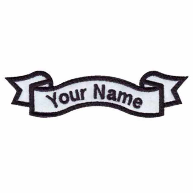 Custom name 5" wide*1.5" high black patch/ribbon applique/iron on and