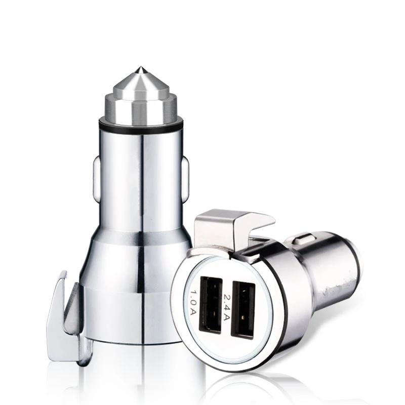 

1 Piece Car Charger Multi-functional 3 in 1 Dual USB Metal Safety Hammer Tungsten Steel Head Seat Belt Cutter