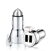 1 Piece Car Charger Multi-functional 3 in 1 Dual USB Metal Safety Hammer Tungsten Steel Head Seat Belt Cutter 1 Piece Car Charger Multi-functional 3 in 1 Dual USB Metal Safety Hammer Tungsten Steel Head Seat Belt Cutter