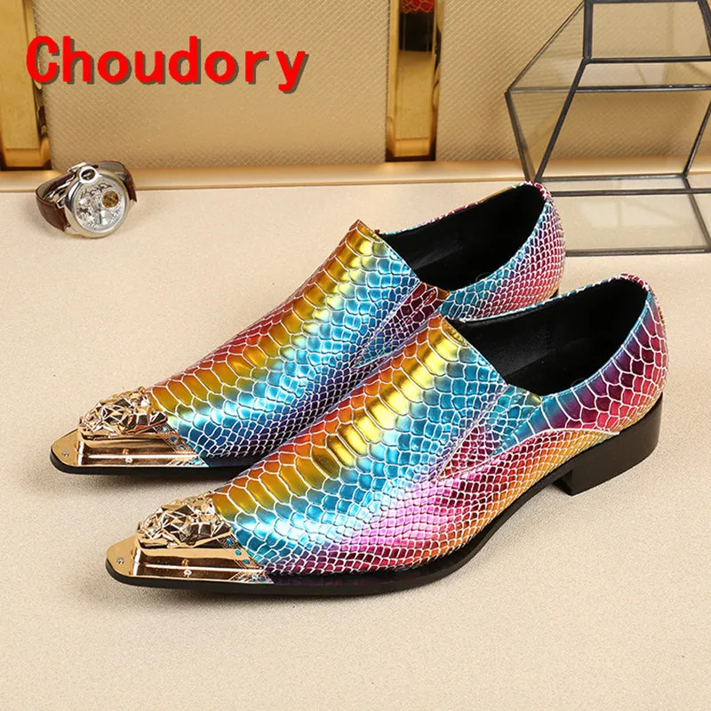 Туфли Choudory мужские из крокодиловой кожи классические строгие туфли с шипами